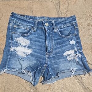 American Eagle Outfitters Blue Distressed Cut-Off Jean Shorts. Women's Size 6